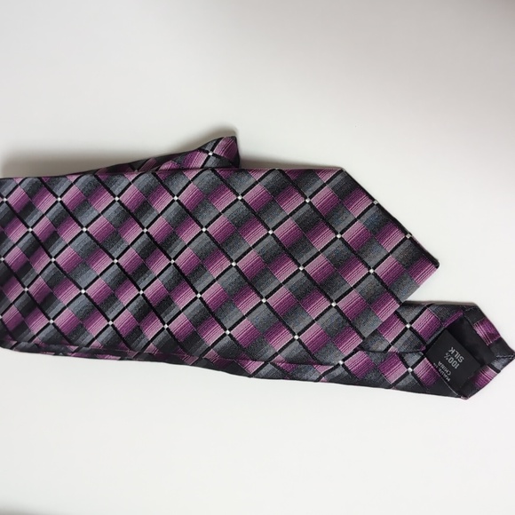 Bundle of 2 Silk Designer Neckties. Purple. Pink. EUC - Picture 11 of 11